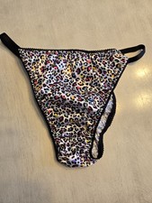 Satin String Bikini Leopard Print Size L