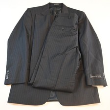 NEW Vtg 2000s Y2K Boxy 38R 30x38 Black Striped USA Made Mens Jacket Pants Suit