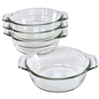 Lovenware Mini Glas Kasserolle Schüsseln x4. Vintage Ofengeschirr 355 ml, passendes Set