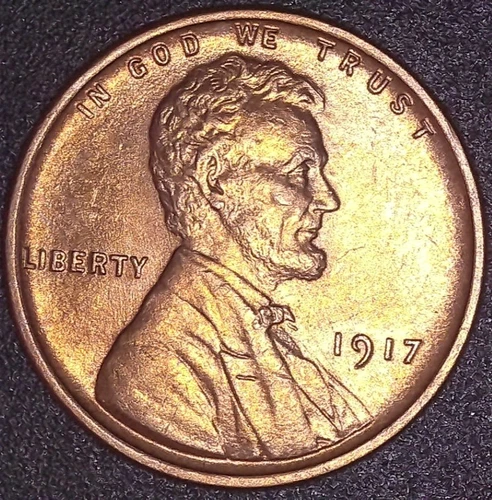 1917  LINCOLN WHEAT 1C , MS FULL WHEATS, BEARD ,HAIR ,TIE