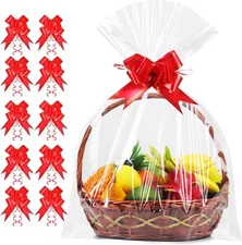 JOYIT 10PCS Extra Large Cellophane Wrap for Gift Clear 10PCS-55in x 35in 