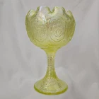 Fenton Persian Medallion Yellow Topaz Art Glass Compote