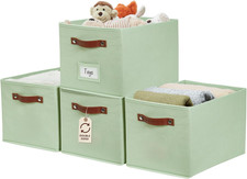Fabric Storage Bins, Storage Baskets for Shelves, Green, 4 Pack
