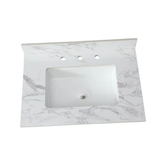 31"x22" Engineered Stone Bathroom Vanity Top with Rectangular Ceramic Sink,