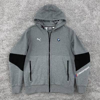 Puma BMW M Motorsport Jacket Men s M Gray Full Zip Hoodie Performance Drawcord