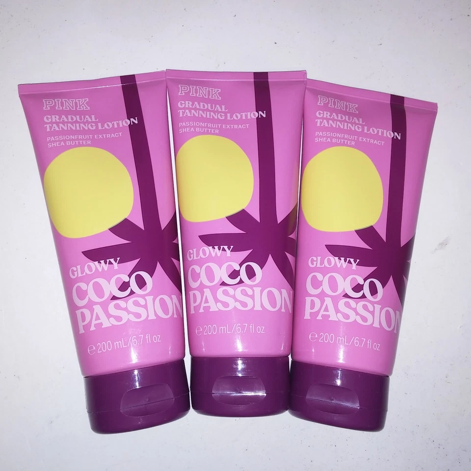 Victoria's Secret ROSA Loción Bronceadora Gradual Set de 3 Glowy Coco Passion Nuevo Foto 2 de 4