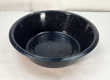 Vintage Graniteware Wash Basin Blue White Specks 13 1/2” Enamelware