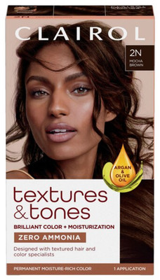 Clairol Textures & Tones Permanent Hair Dye, 2N Mocha Brown