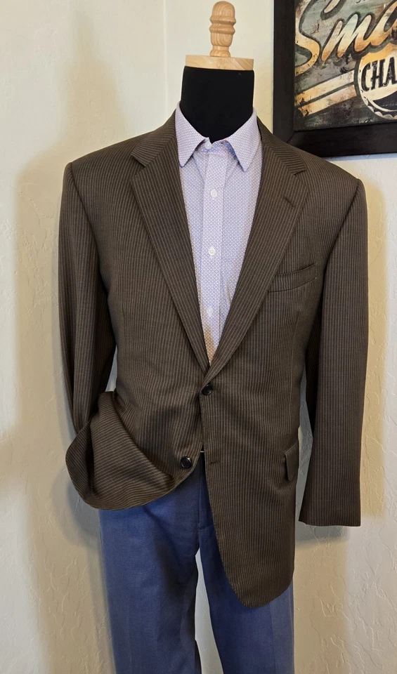 OXXFORD CLOTHES Bespoke Blazer Men 42L Surgeon's Cuffs Suit Jacket 2 Button - Image 2 of 4