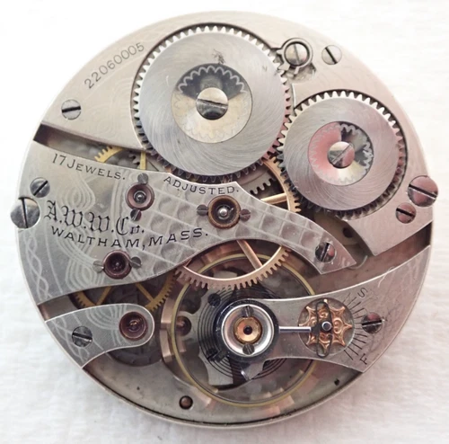 ANTIQUE 16s WALTHAM GRADE 635 17 JEWEL OPEN FACE POCKET WATCH MOVEMENT