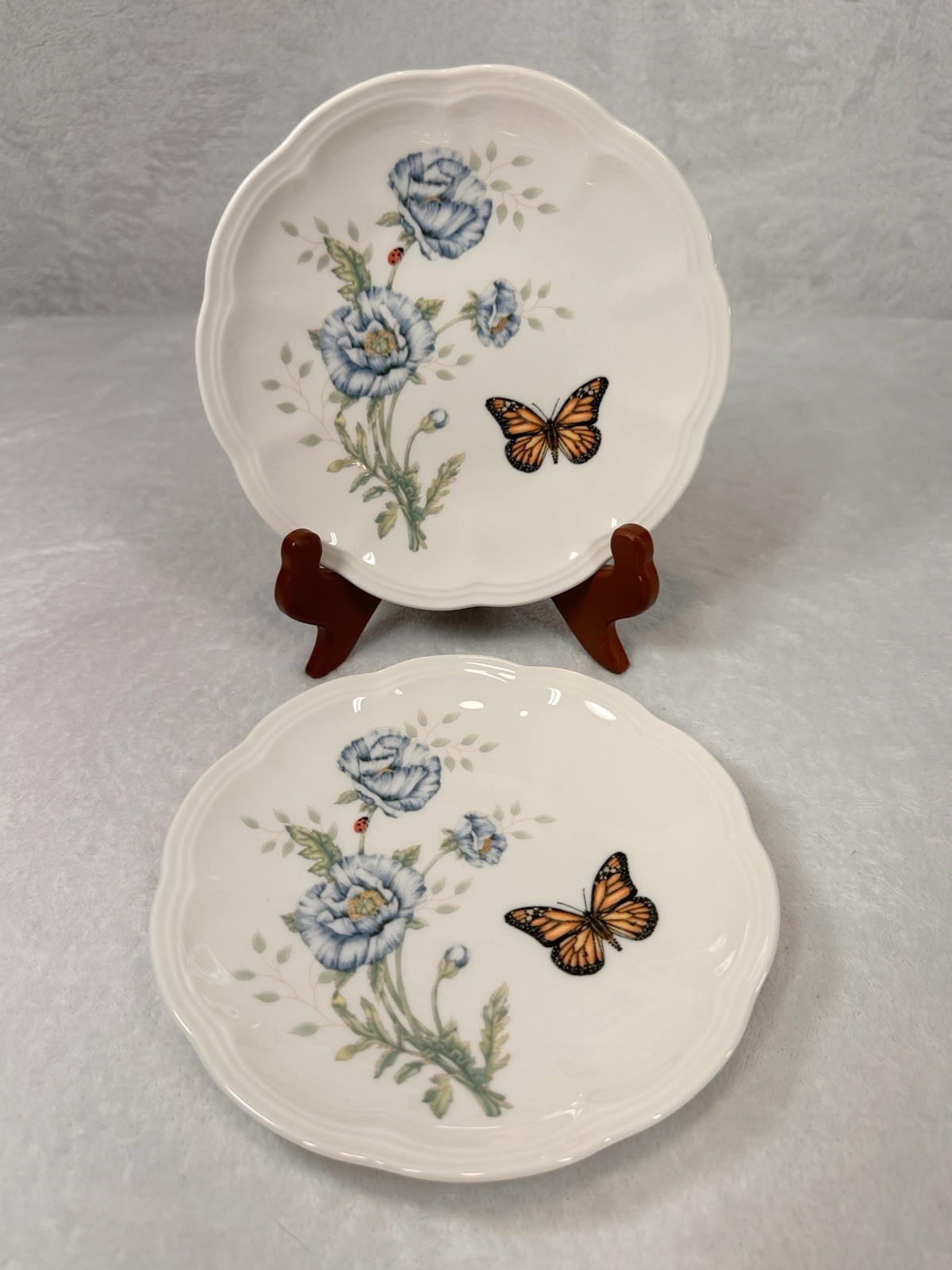 SET OF 10 LENOX BUTTERFLY MEADOW BREAD PLATES Scalloped Edge Fine China Plates