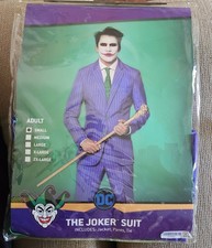Traje El Guasón Adulto Talla S Disfraz de Halloween 3 Piezas Traje Púrpura Nuevo en Paquete DC WB