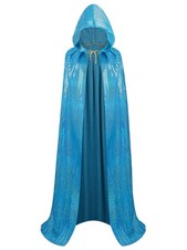 Girls Princess Blue Shimmer Hooded Cape Kids Costume Dress Up 63"