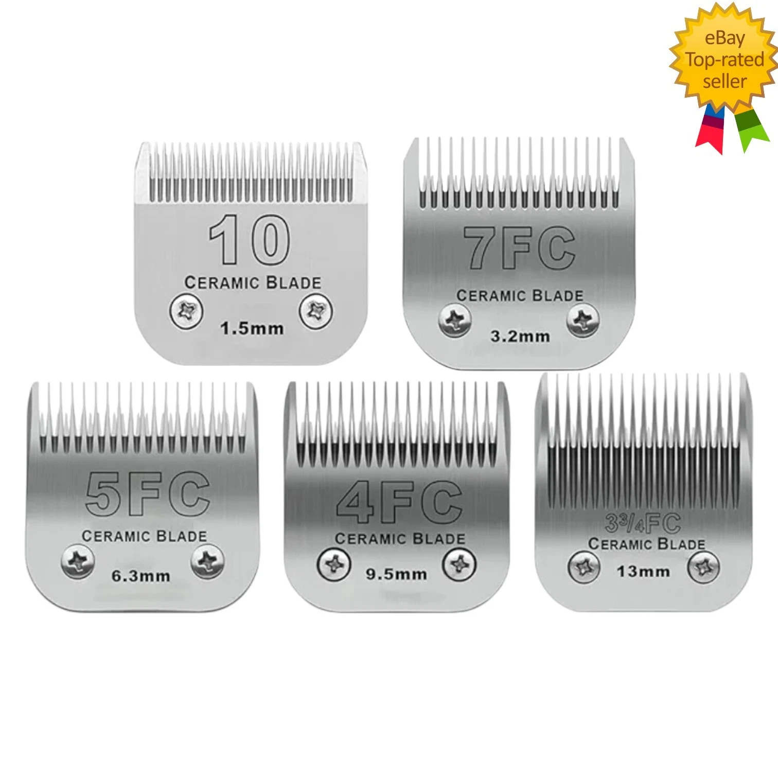 5-Pack Ceramic Detachable Pet Grooming Clipper Blades – Fits Andis, Oster, Wahl