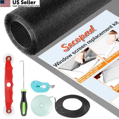 Secopad Window Screen Door Repair Kit, 48'' x 177'' 48in x 177in, Black