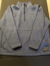 PINK Blue Marl 1/4 zip fleece Long Sleeve Adjustable Drawstring LG