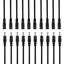 DC Power Pigtail Connector Cable 10 Pairs 12V 5A 2.1mm x 5.5mm Male Female