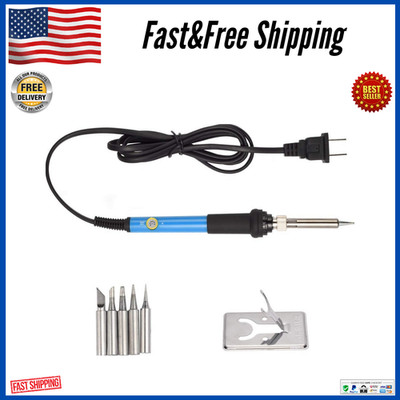 Soldering Iron Kit, Weller Tool, Adjustable Temperature, 60W 110V, 5pcs, USA NEW