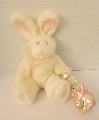 Dillards * Jointed Bunny Rabbit Plush w/Ornament Attached NWOT
