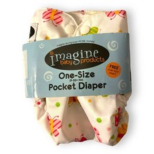 Imagine One Size Pocket Diaper Snap Flutter Butterflies NEW 8-35 Lbs