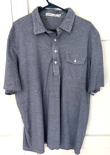 CRIQUET MEN'S XL SHORT SLEEVE BLUE PULLOVER POLO-100% PIMA COTTON/LOGO/POCKET-EC
