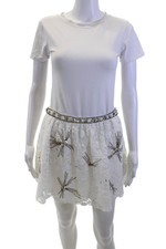 Love Shack Fancy Womens A-Line Mini Skirt White 70 Cotton Size 6