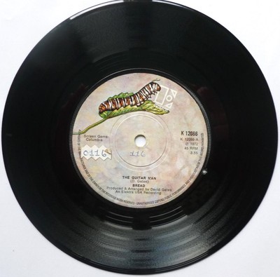 Bread The Guitar Man 7'' Elektra K12066 VG 1972 there is a sticker on side one la
