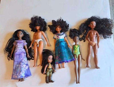 Lot Of 6 Disney Dolls Mirabel Barbie Curly Hair