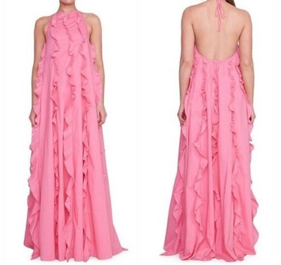 $495 Staud Marika Ruffled Halter Gown Size Small