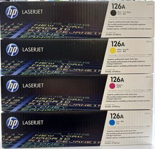 New Set of 4 HP 126A CE310A CE311A CE312A CE313A Toners CYMK for LaserJet CP1025