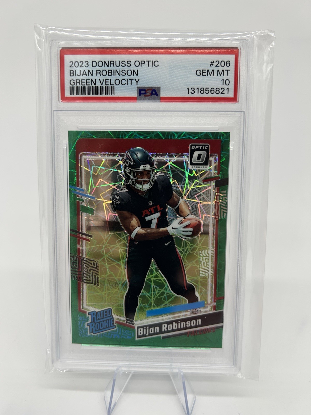 2023 Panini Donruss Optic - Rookie Bijan Robinson #206 Green Velocity PSA 10