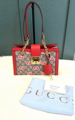 NEW Gucci Padlock GG Supreme Red Apple Small Shoulder Bag
