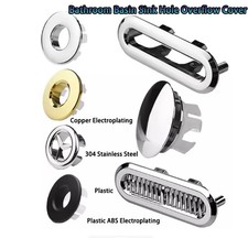 Bathroom Basin Sink Hole Overflow Cover Round Ring Washbasin Decorative