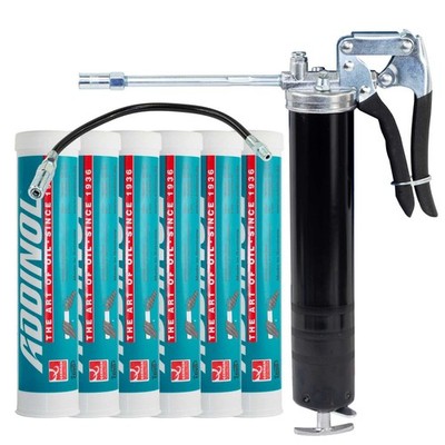 ADDINOL Mehrzweckfett L 2 G 6 X 400 g + Fettpresse BockTec Graphit Graphitfett