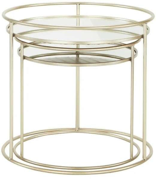 Haku Beistelltisch 2Erset Gold Wohnzimmertisch Couchtisch Abstelltisch Tisch Neu-image