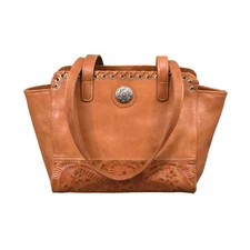 American West Womens Harvest Moon 11in CC Natural Tan Leather Handbag Bag OS