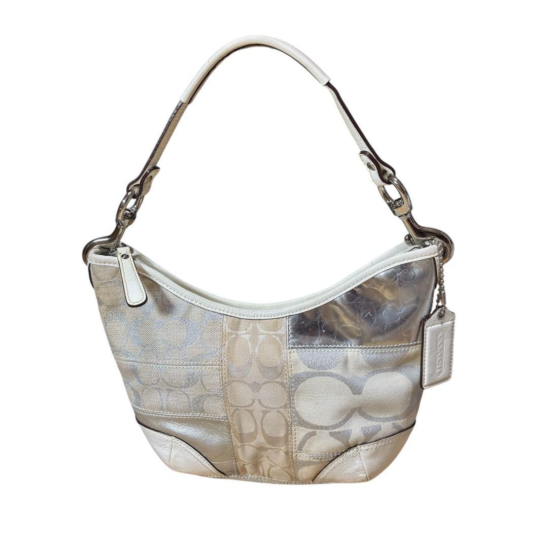COACH One Shoulder Patchwork Silver y2k Hobo - image 2
