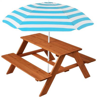 Best Choice Kids Wooden Picnic Table   Outdoor Table with Umbrella and Seats