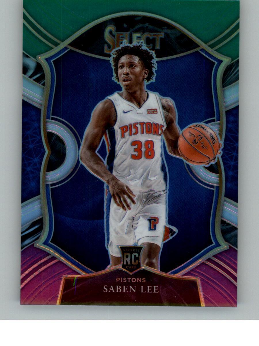 2020-21 Panini Select Saben Lee 97 Green White Purple RC Detroit Pistons