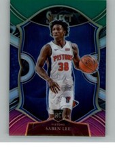 2020-21 Panini Select Saben Lee 97 Green White Purple RC Detroit Pistons