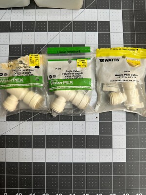 3-pack lot Watts Angle PEX Valve 1/2'' CTS x 3/8'' CTS Quick Connect Stop P-678