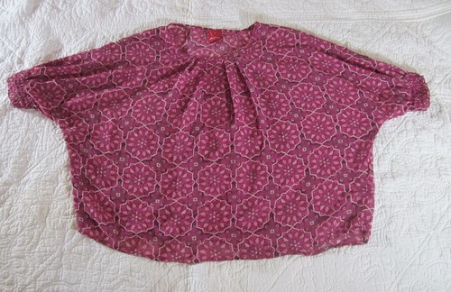Ella Moss Girls Top Size 12 Pink Floral Print Semi Sheer Dolman Boho 