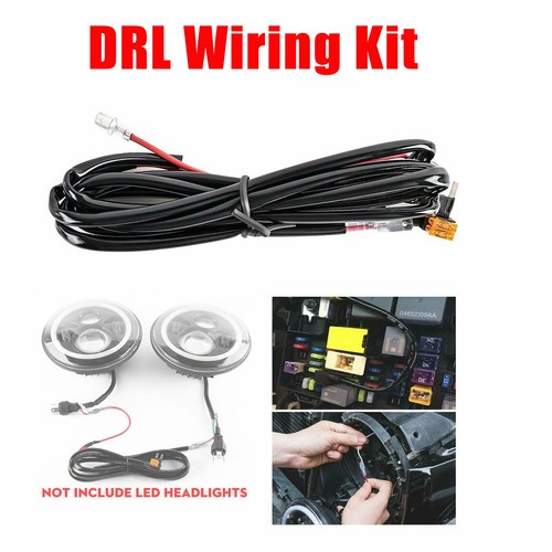 DRL ACC Wiring Harness Kit for Wrangler Halo Ring LED Headlight Running Light