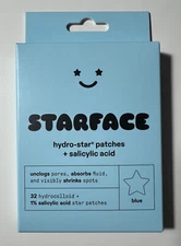 Starface Hydro-Star Patches + Salicylic Acid 32ct. Blue Stars New in Box