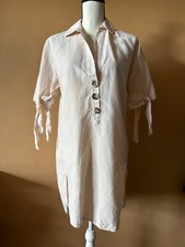 ZARA Soft Pink Linen Cotton Blend Short Sleeve Mini Dress Size Small