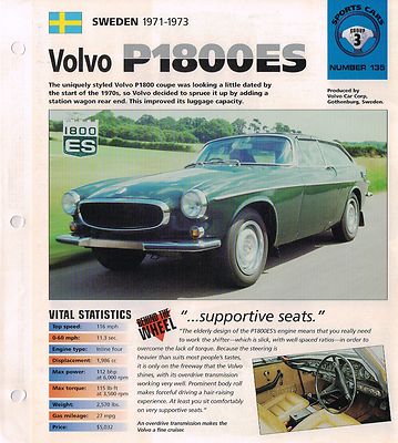 1971/1972/1973 VOLVO P1800ES/P-1800 SPEC SHEET/Brochure | eBay