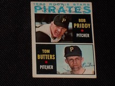BOB PRIDDY & TOM BUTTERS 1964 TOPPS ROOKIE SIGNED AUTOGRAPHED CARD #74 PIRATES