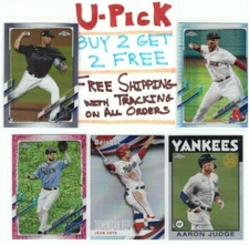 2021 Topps Chrome MLB Base, RC, Refractors, Parallels Buy 2 Get 2 FREE Ship FREE