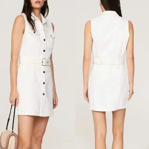 OFF WHITE Abito Camicia Area Stars 100% Cotone Cintura Denim Bianco sporco Donna Taglia Media