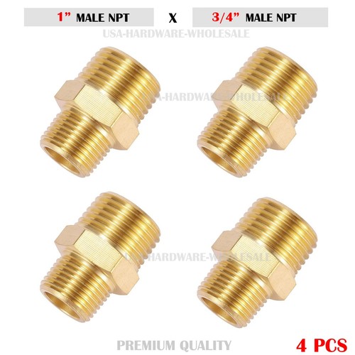 Brass Fitting Reducing Hex Nipple NPT 1" Male x 3/4" Male Fuel,Oil,Gas ( 4 PC)